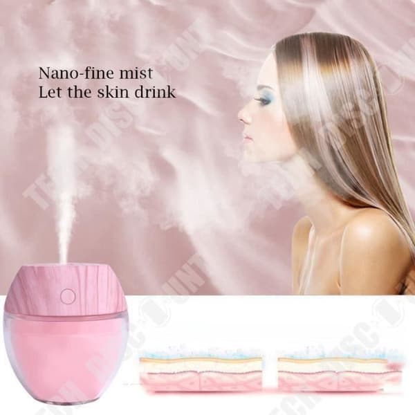 TD® Diffuser Liten nattlampa/luftfuktare med USB-strömförsörjning Multifunktionell luftfuktare/luftrenare Rosa