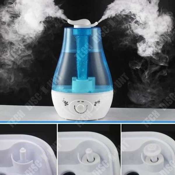 TD® Dual Spray Luftfuktare Luftfuktare PU Oil Diffuser LED Light Fuktande Polerad Luftfuktare