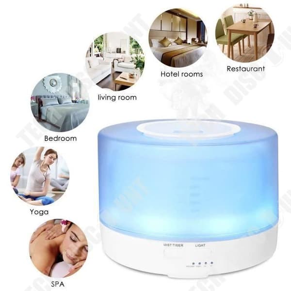 TD® Fjärrkontroll Luftfuktare Tyst Ultraljud Aroma Diffuser Aroma Diffuser Luftfuktare 500ML Befuktning