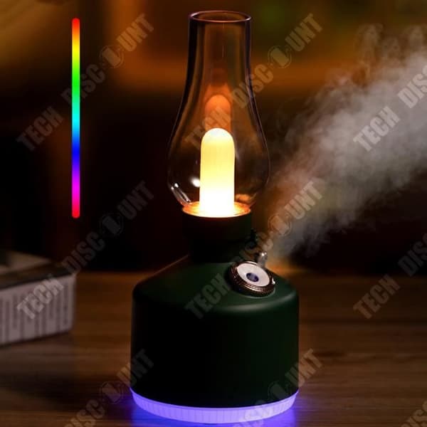 TD® Hemhumidifier 280 ml 1200mAh Två dimnivåer Oändligt justerbar Sju färgers stämningsljus