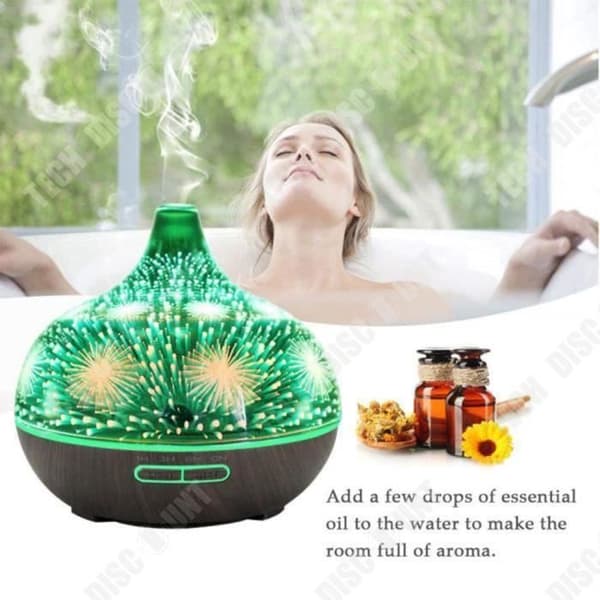 TD® Essential Oils Diffuser 400ML, 3D Glas Luftfuktare Ultrasonic Aroma Diffuser 7 Color LED for Home...