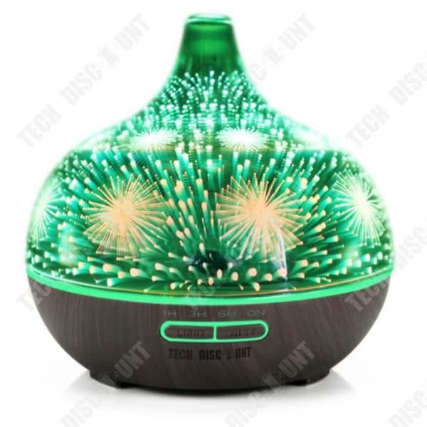 TD® Essential Oils Diffuser 400ML, 3D Glas Luftfuktare Ultrasonic Aroma Diffuser 7 Color LED for Home...