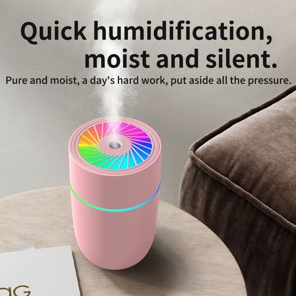 INF WT-009 Auton Ilmankostutin: USB Mini Hiljainen Värikäs Valo Vaaleanpunainen