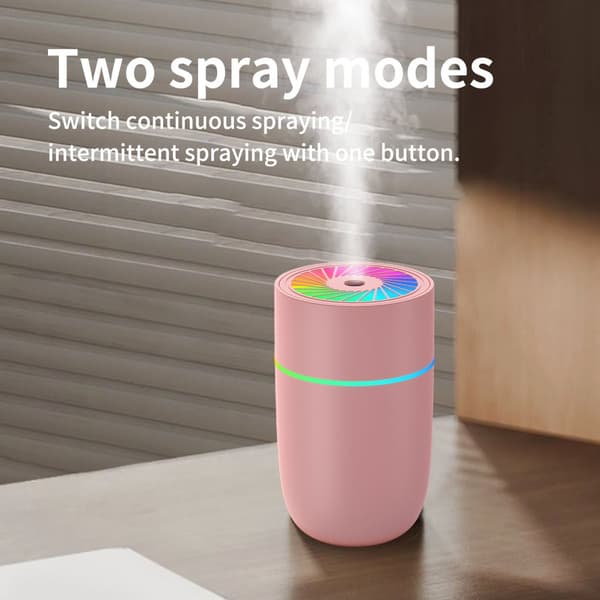 INF WT-009 Auton Ilmankostutin: USB Mini Hiljainen Värikäs Valo Vaaleanpunainen