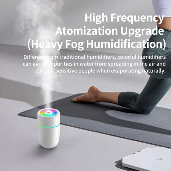 INF WT-009 Bil Luftfukter: USB Mini Stille Fargerikt Lys Hvit