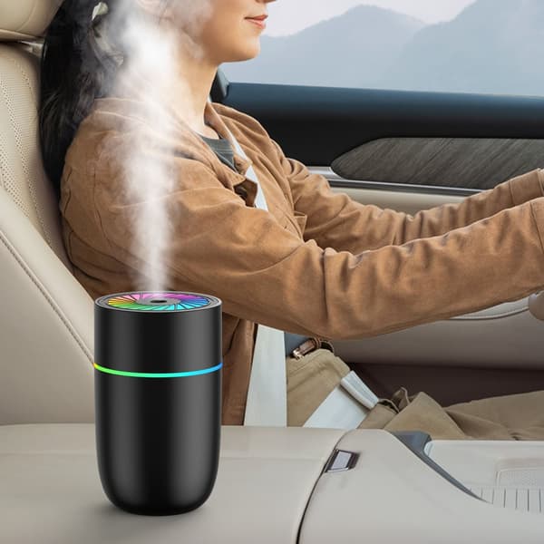 INF WT-009 Auton Ilmankostutin: USB Mini Hiljainen Värikäs Valo Musta