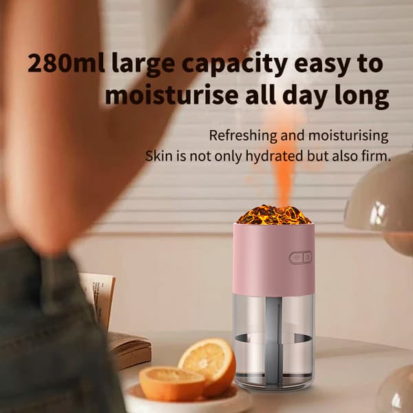 INF Volcano Humidifier HS02: Simuler flamme med 7-farget lys Rosa