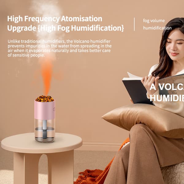 INF Vulkan Luftfugter HS02: Simuler Flamme med 7-Farvet Lys Hvid