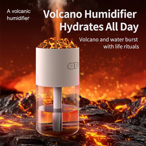 INF Vulkan Luftfugter HS02: Simuler Flamme med 7-Farvet Lys Hvid