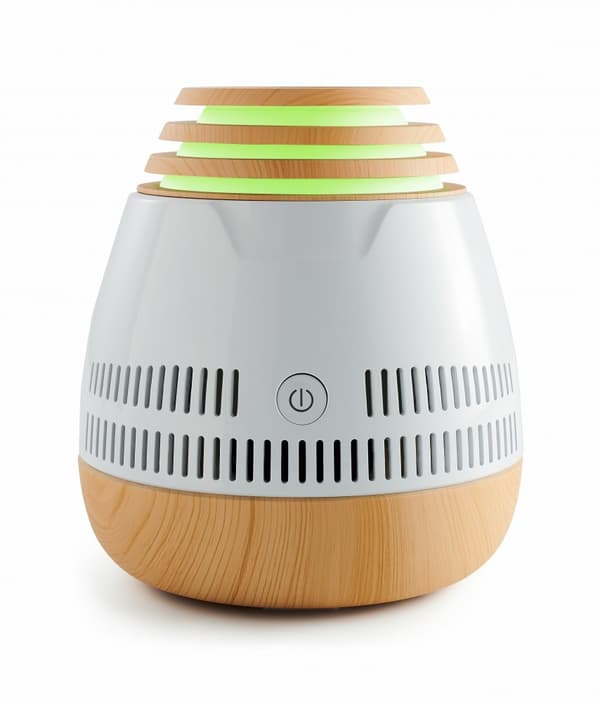 AROMASOUND SYMPHONY eteeristen öljyjen tuoksudiffuusori langattomalla Bluetooth-kaiuttimella Valkoinen, Puu
