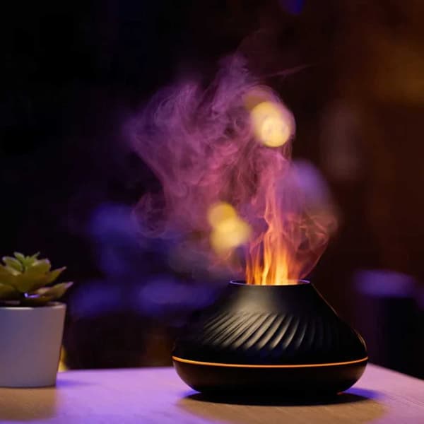 Flammande Aroma Diffuser | 3 Eteriska Oljor | RGB Luftfuktare