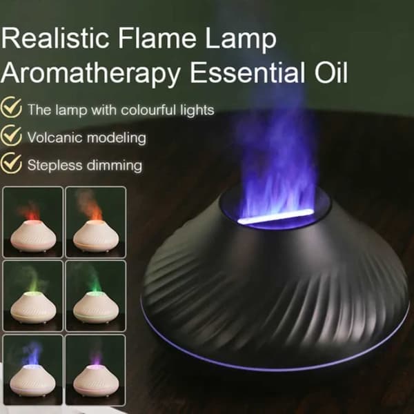 Flammande Aroma Diffuser | 3 Eteriska Oljor | RGB Luftfuktare