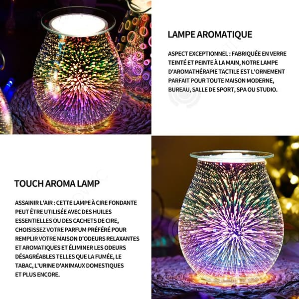 INN Aroma lampa 5,8 x 4,5 tum justerbar touch arom lampa 3d fyrverkerier upplyst elektrisk arom diffusor smältlampa