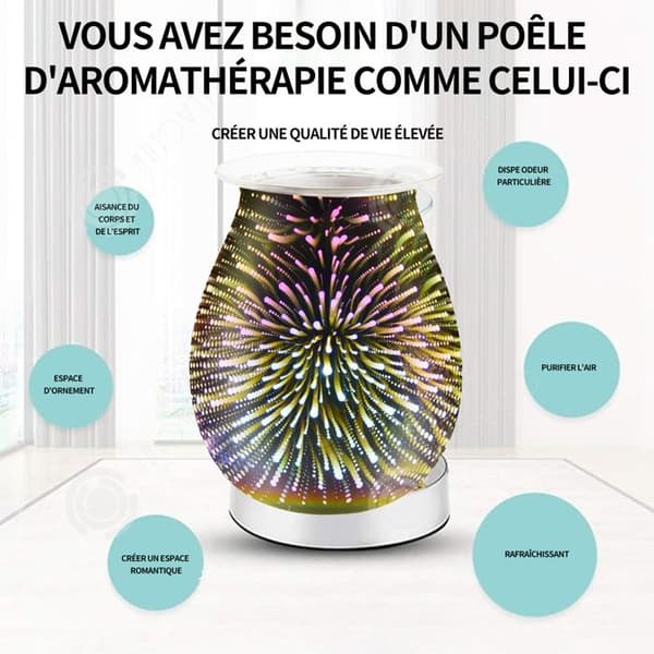 INN Aroma lampa 5,8 x 4,5 tum justerbar touch arom lampa 3d fyrverkerier upplyst elektrisk arom diffusor smältlampa