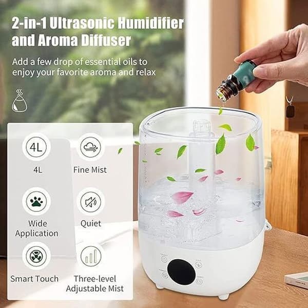 Luftrenare - Vit - 4L - Tyst - 3 dimmerlägen - Timer Auto Off