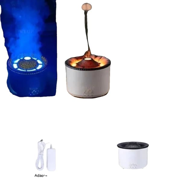 Eterisk Oljediffusor, Fjärrkontroll, Vulkanånga Design,vit 2färg, Europeiska förordningar
