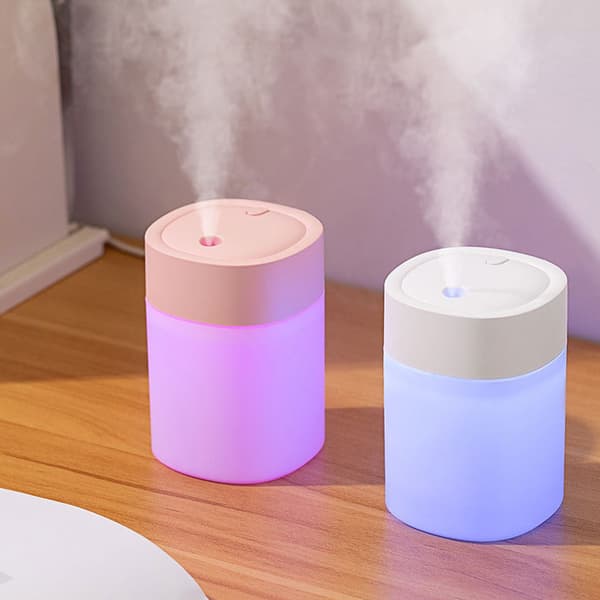 OBOSOE Mini USB luftfugter Stille luftfugter til desktop og bil med 7-farve LED-lys