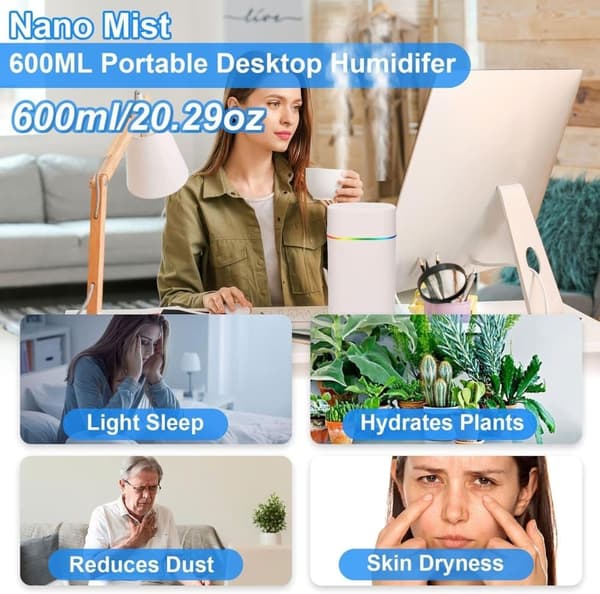 OBOSOE Mist befugter luftfugter Aromaterapi æterisk olie diffusor natlys renset luftfugter ultralyd USB luftkølemaskine fordamper