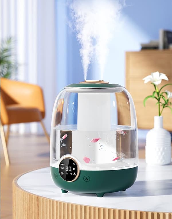 OBOSOE Luftfuktare 3L med tyst dimma – Smart timer, dubbla munstycken, LED-ljus – Perfekt för sovrum och barnrum