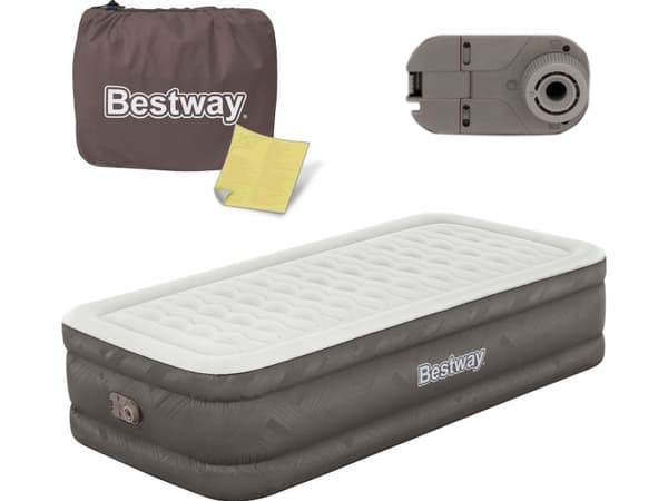 Bestway 69048 / 23, Enkelmadrass, Dubbeltrådig, Rektangel, inomhus, Inbyggd luftpump