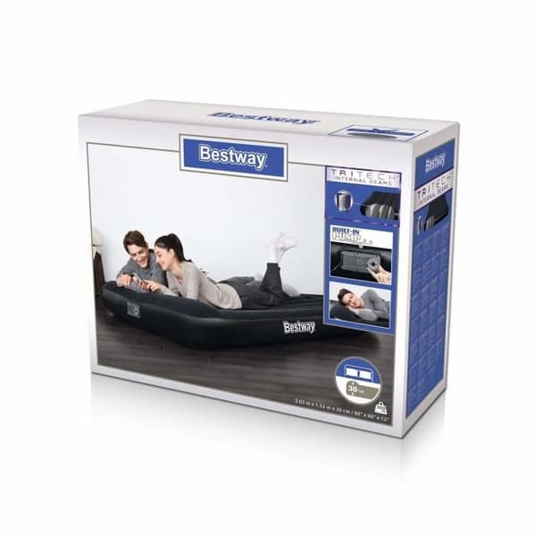 Uppblåsbar säng - BESTWAY - 2-sits madrass - 203 x 152 x 30 cm - Integrerad elektrisk pump