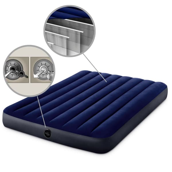 Intex Classic Dura-Beam - Airbed - Dobbeltseng - Med reparationssæt og håndpumpe -191x137x25 cm - PVC - Blå