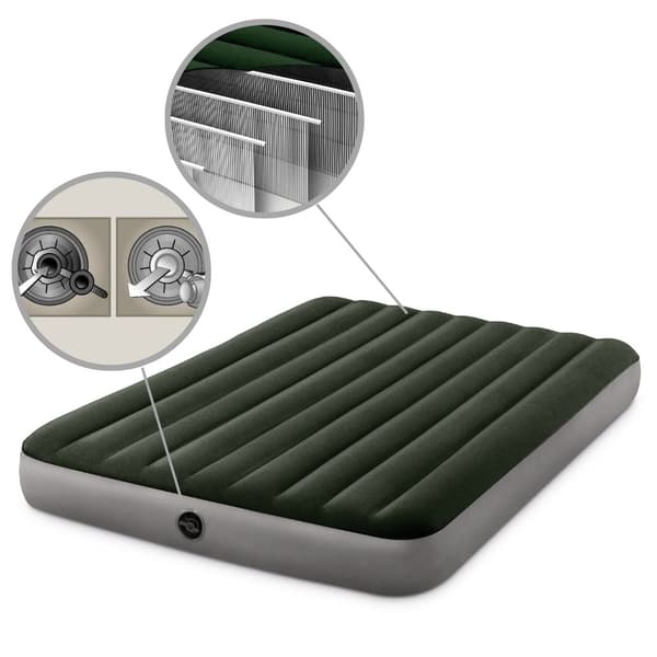 Intex Prestige Downy - Luftbädd - 2 personer - Inklusive batteripump och reparationsset - 191x152x25 cm - PVC - Grön