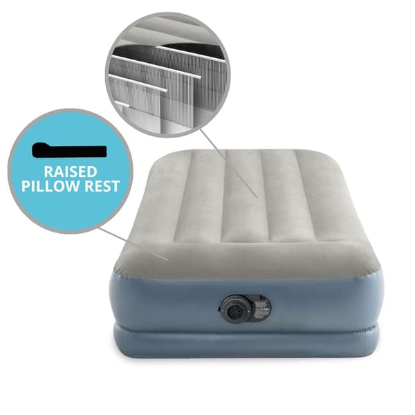 Intex Pudestøtte Mid-Rise - Airbed - 1 Person - Inklusiv indbygget pumpe og reparationssæt - 191x99x30 cm - PVC - Grå