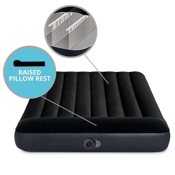 Intex Pudestøtte Classic - Airbed - Dobbeltseng - Inklusiv indbygget motorpumpe og reparationssæt - 191x137x25 PVC - Mørkeblå