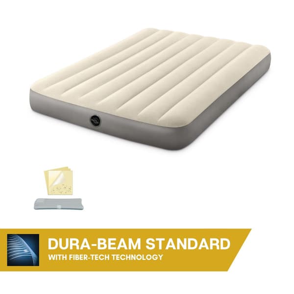 Intex Deluxe - Airbed - Dobbeltseng - Med reparationssæt og håndpumpe - 191x137x25 cm - PVC - Beige