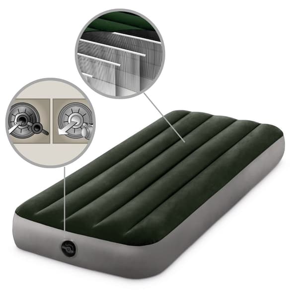 Intex Prestige Downy - Ilmasänky - 1 hengelle - Kompakti - Korjaussarjalla ja käsipumpulla - 191x76x25 cm - PVC - Vihreä