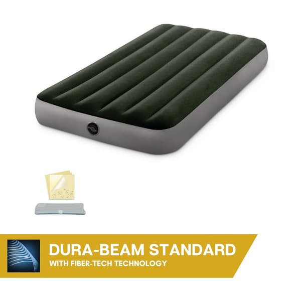 Intex Prestige Downy - Airbed - 1 person - Med reparationssæt og håndpumpe - 191x99x25 cm - PVC - Grøn