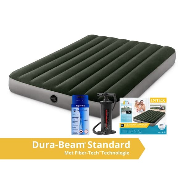 Intex Prestige Downy - Airbed - Dobbeltseng - Med reparationssæt og håndpumpe - 191x137x25 cm - PVC - Grøn