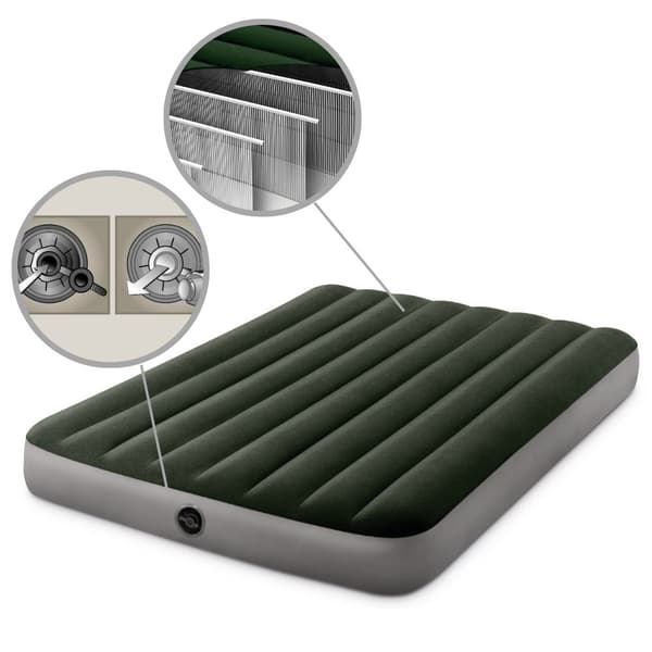 Intex Prestige Downy - Luftbädd - Dubbelsäng - Inklusive batteripump och reparationsset - 191x137x25 cm - PVC - Grön