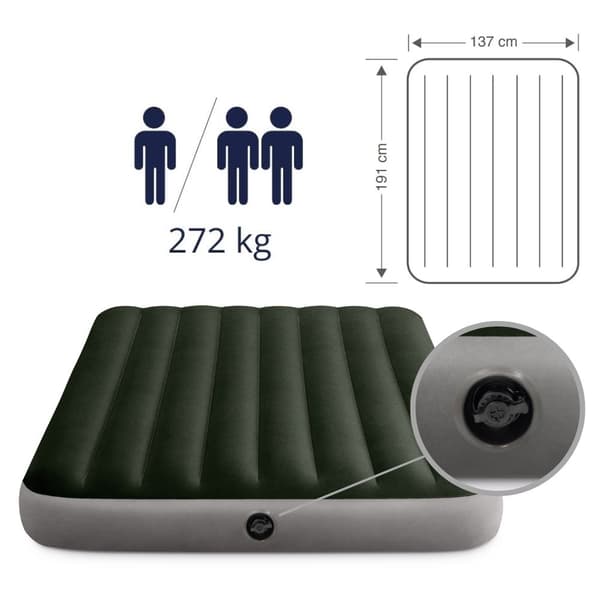 Intex Prestige Downy - Luftbädd - Dubbelsäng - Inklusive batteripump och reparationsset - 191x137x25 cm - PVC - Grön