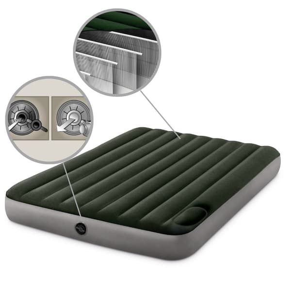 Intex Downy - Airbed - 2 Personer - Inklusiv indbygget fodpumpe og reparationssæt - 203x152x25 cm - PVC - Grøn