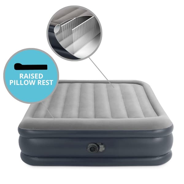Intex pudestøtte Deluxe - luftseng - 2 personer - inklusive indbygget pumpe og reparationssæt - 203x152x42 cm - PVC - mørkeblå