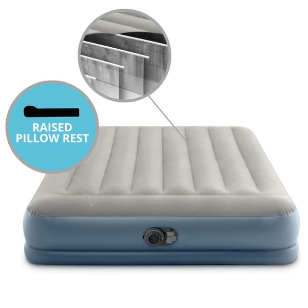 Intex Pudestøtte Mid-Rise - Airbed - 2 Personer - Inklusiv indbygget pumpe og reparationssæt - 203x152x30 cm - PVC - Grå