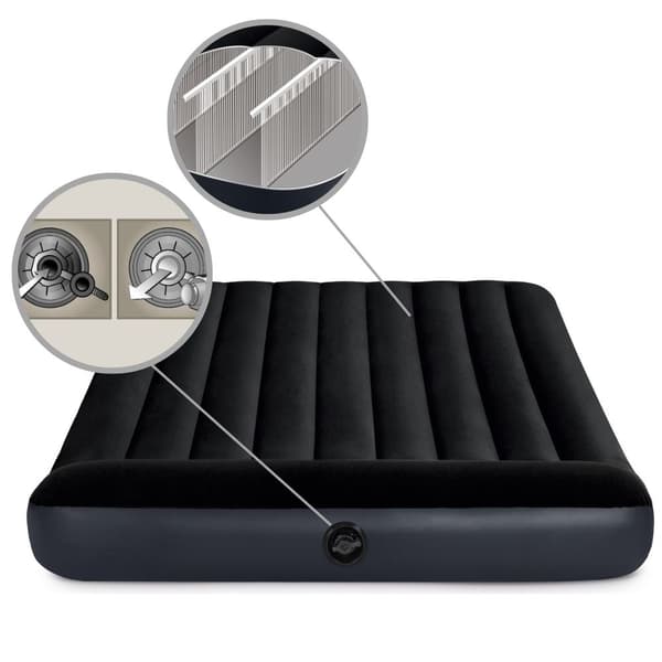 Intex pudestøtte - luftseng - 2 personer - med håndpumpe og reparationssæt - 203x152x25 cm - PVC - mørkeblå