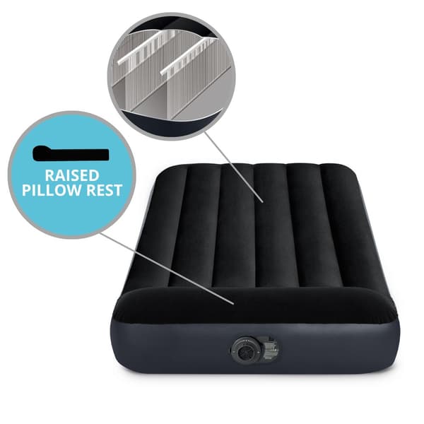 Intex Pudestøtte Classic - Airbed - 1 Person - Inklusiv indbygget motorpumpe og reparationssæt - 191x99x25 cm - PVC - Mørkeblå
