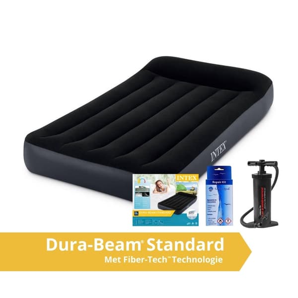 Intex Pudestøtte Classic - Airbed - 1 Person - Inklusiv indbygget motorpumpe og reparationssæt - 191x99x25 cm - PVC - Mørkeblå