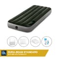 Miniatyrbillede 1 af 4: Intex Airbed - 1-Person - 76 x 191 x 25 cm - Grøn - Med indbygget fodpumpe + Påsyet lagen Hvid + Pude + Molton 2 i 1 Pudebetræk + Reparationssæt