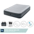 Miniatyrbillede 1 af 4: Intex Airbed - Dobbeltseng - 137 x 191 x 33 cm - Grå - Med indbygget pumpe + Påsyet lagen Sort + Pude + Molton 2 i 1 Pudebetræk + Reparationssæt