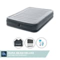 Miniatyrbillede 1 af 5: Intex Airbed - Dobbeltseng - 137 x 191 x 33 cm - Grå - Med indbygget pumpe + Påsyet lagen Sort + Reparationssæt
