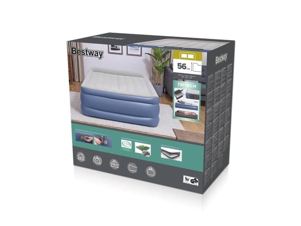 Bestway 67624 / 23, Dobbel Madrass, Dobbeltseng (Queen size), Rektangel, Innendørs, Innebygd luftpumpe