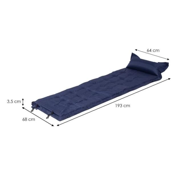 Självuppblåsande madrass - SPRINGOS - 193 x 68 x 3,5 cm - Marinblå - 1 plats - Camping
