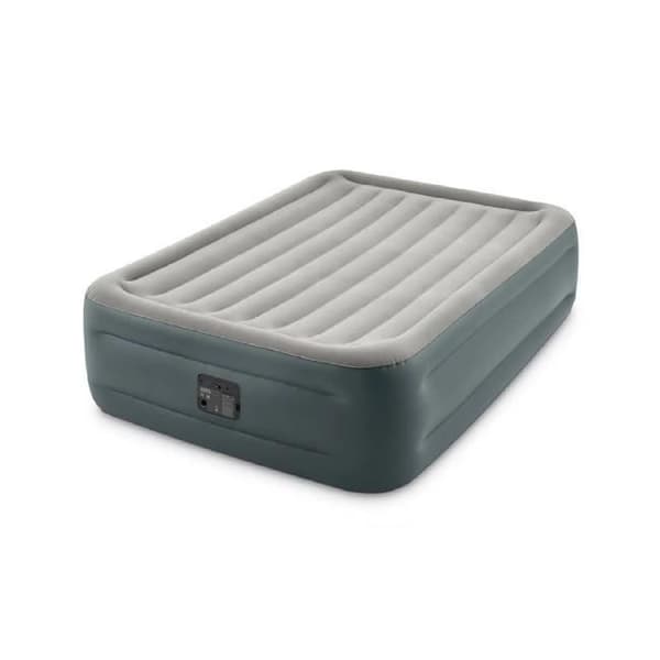 INTEX Essential Rest dubbelmadrass - Uppblåsbar säng - med elektrisk pump - för inomhusbruk - PVC - Grå - 152x203x46 cm