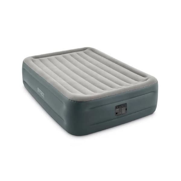 INTEX Essential Rest dubbelmadrass - Uppblåsbar säng - med elektrisk pump - för inomhusbruk - PVC - Grå - 152x203x46 cm
