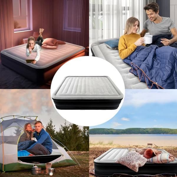 LZQ Självuppblåsande luftmadrass med elektrisk pump för camping och hemmabruk för 2 personer.