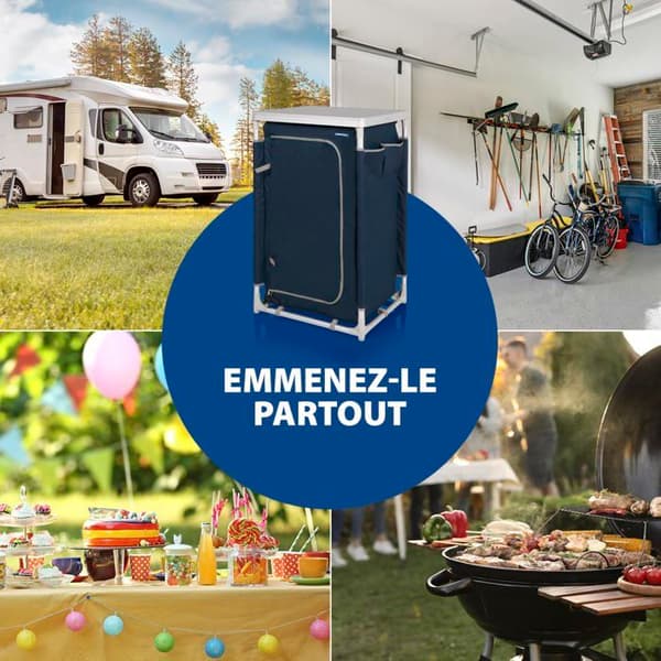 Campart campingmöbler - CU-0410 - Nantes campingskåp - 3 fack - Bärväska - Aluminiumram